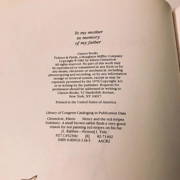 Vintage 1982 Henry and the Red Stripes Hardcover Eileen Christelow - Picture 8 of 14